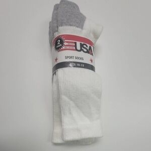 Set of 2 -  USA Sport Socks - White - Sz 10-13